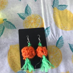 Halloween crochet pumpkin earrings